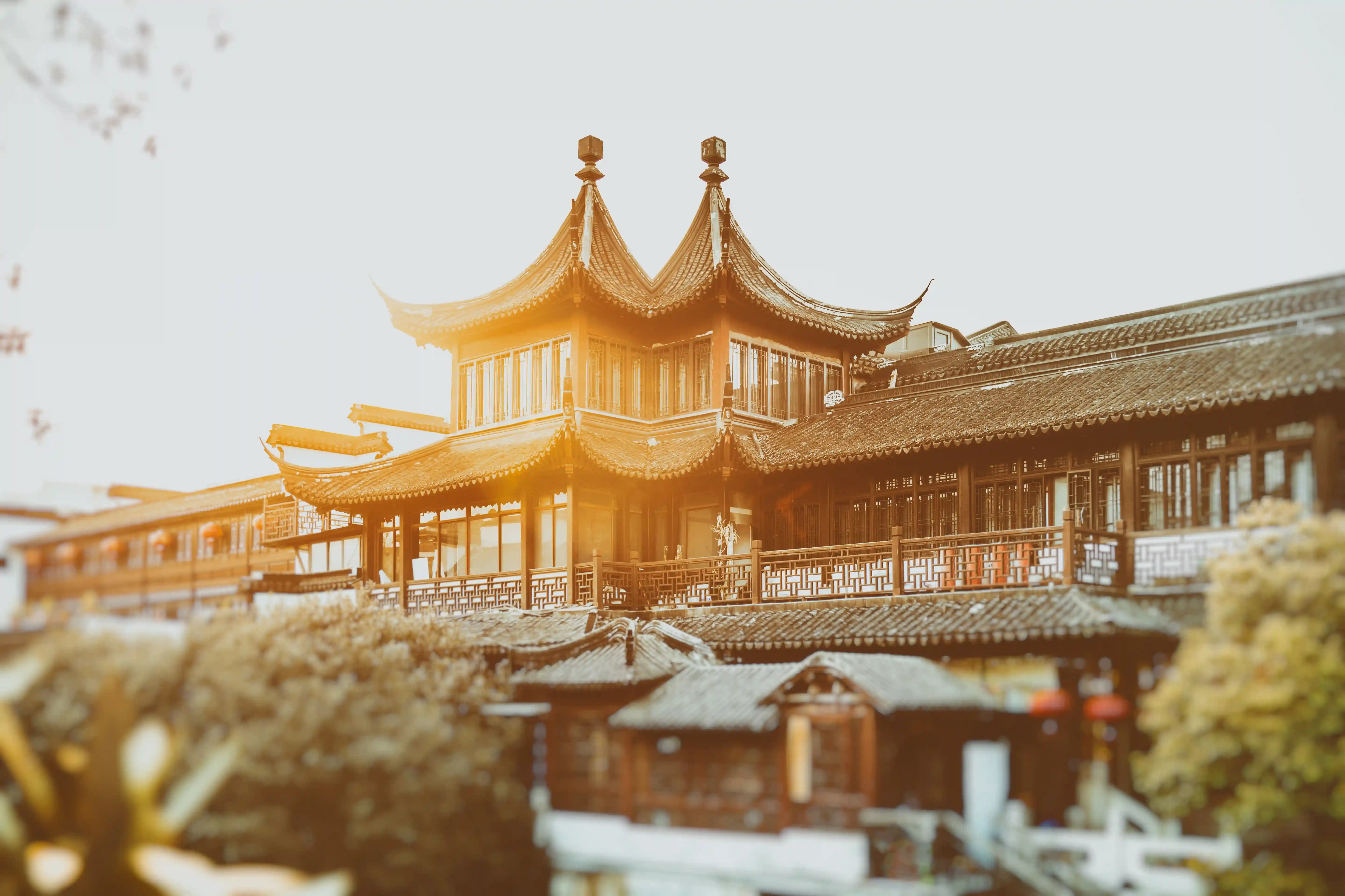 China city skyline with modern skyscrapers and cultural landmarks representing diverse travel experiences