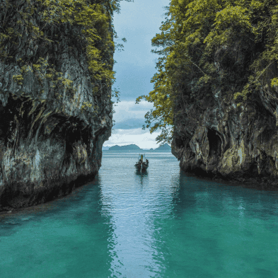 Bioluminescent plankton glowing in the water during a night kayaking tour in Phang Nga Bay