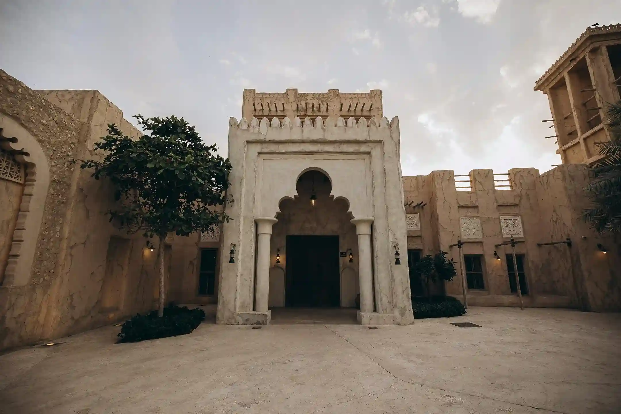 Al Shindagha Museum heritage buildings along Dubai Creek showcasing Emirati history