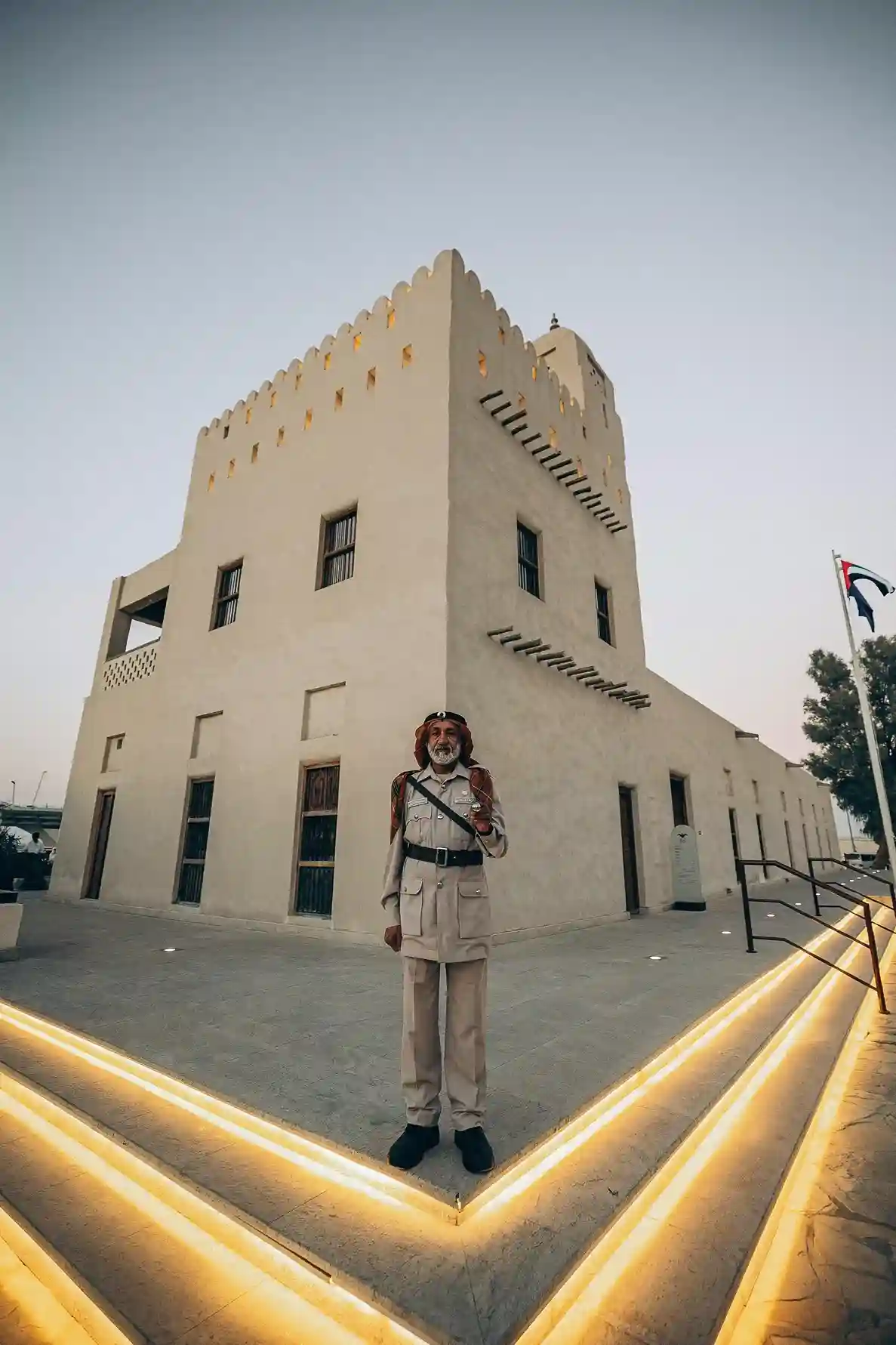 Qasr Al Hosn historic fort in Abu Dhabi with white walls and cultural exhibits