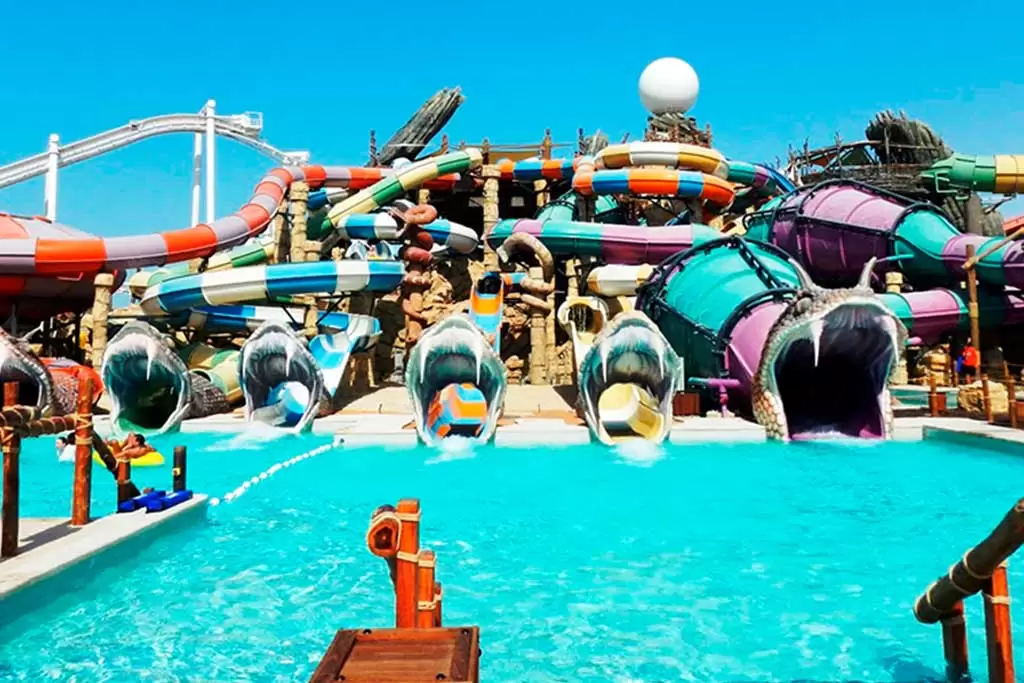 Yas Waterworld Abu Dhabi with water slides and wave pools