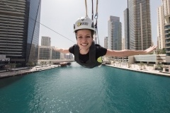 Image of XLine Dubai Marina front view of visitors enjoying experiencing Dubai’s top thrilling ride