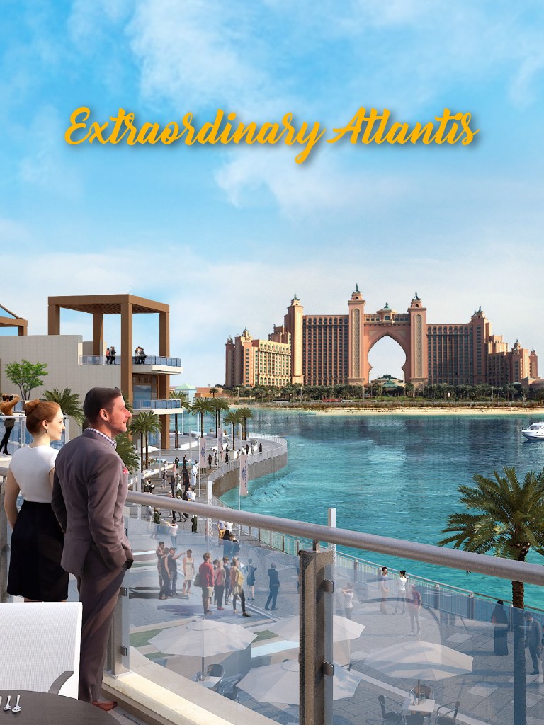 Hotel Atlantis & people enjoying the view - Dubai tour package