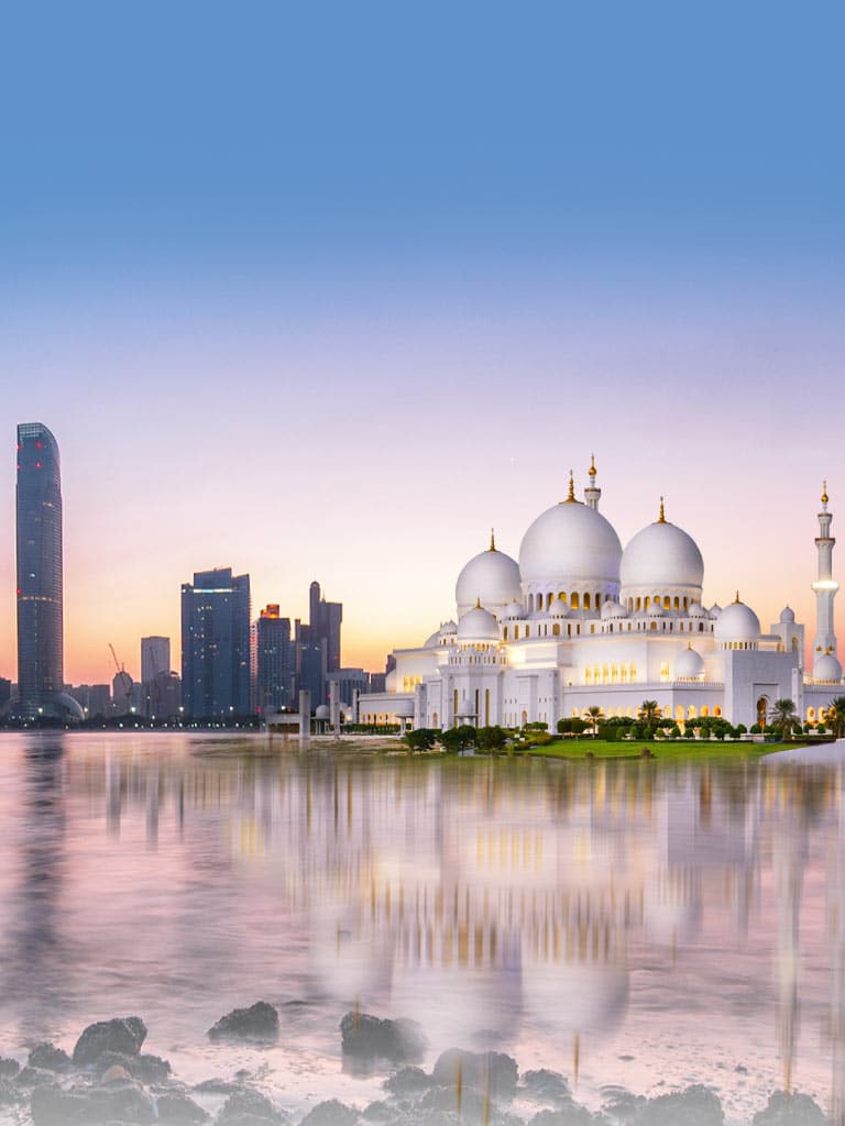 Εικόνα πανό του UAE κτίρια και τζαμιά μια όμορφη θέα