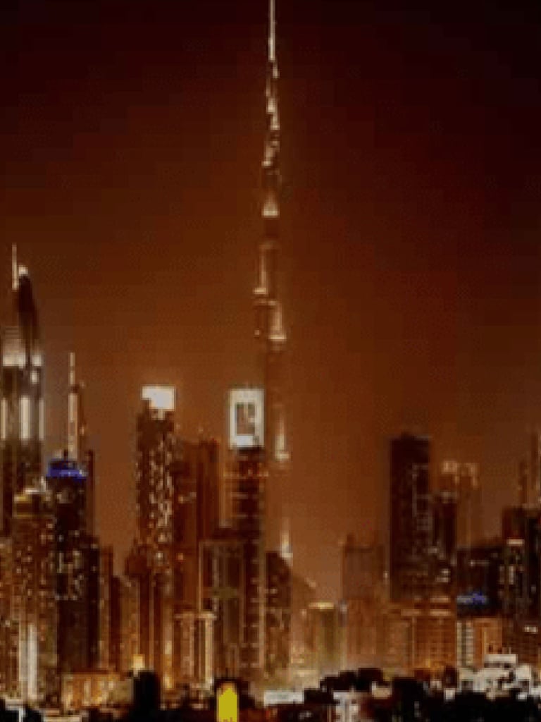 City view of Dubai with Burj Khalifa building as attraction
