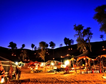 A beautiful view of tourist spending night at Bedouin Oasis Desert Camp