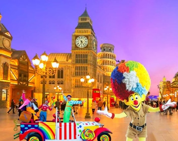 Tourist in Global-Village and beautiful attraction of the place with jocker