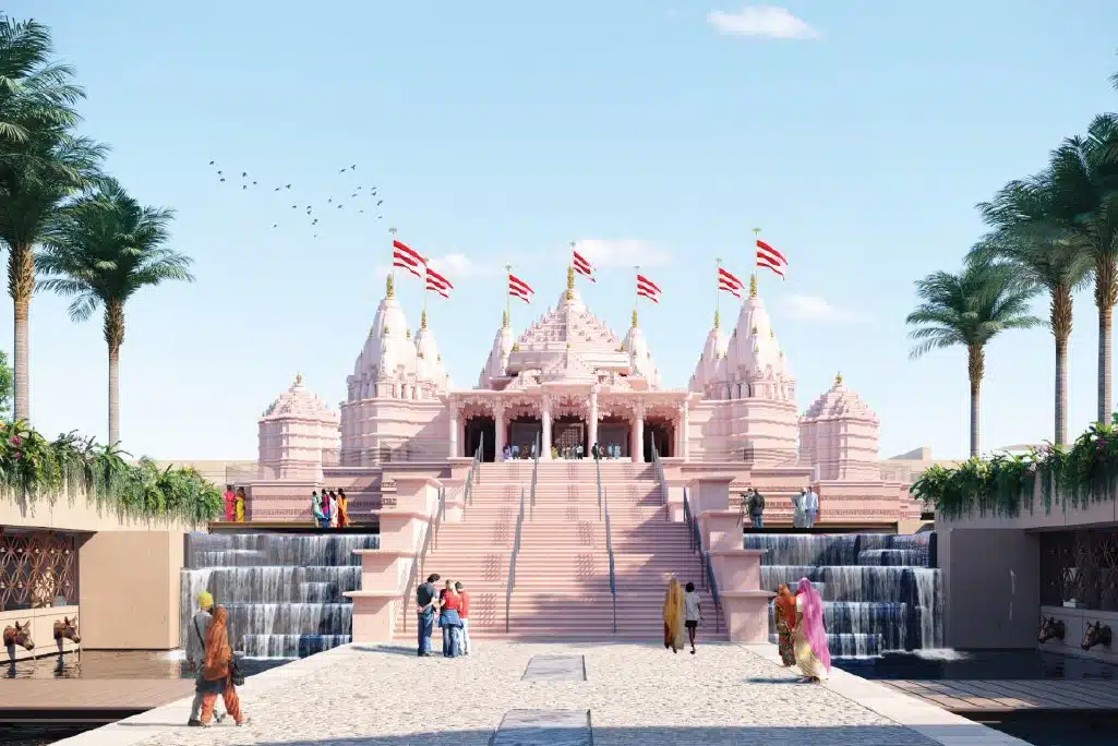 graphic preview of the BAPS Hindu Mandir in Abu Dhabi